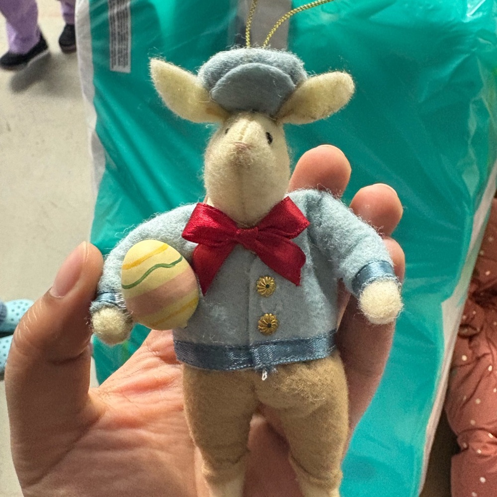 Easter Bunny Ornament with Red Bow